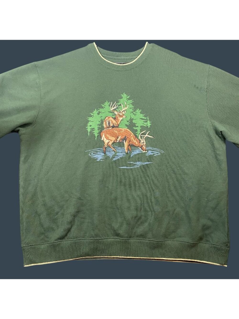 Croft & Barrow Deer Graphic Green Crewneck Sweatshirt Size XL Outdoor Wear